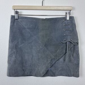 Blank NYC Skirt Womens Twenty Seven Suede Leather Mini Lace Up Corset Western